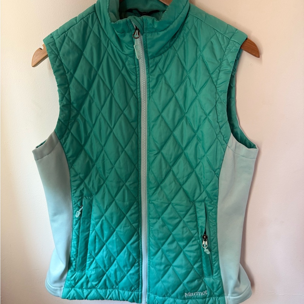 Marmot Teal and Light Aqua Quilted Vest